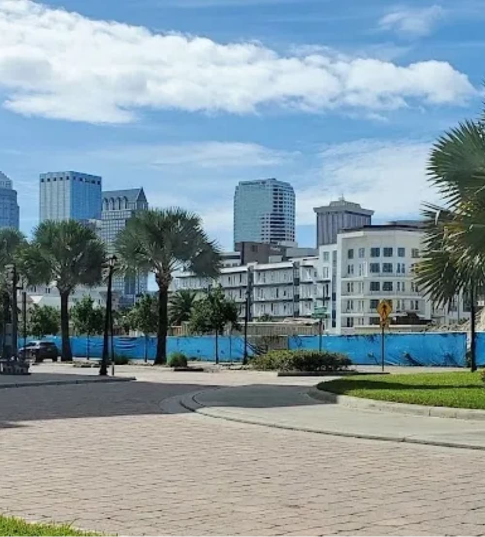 A view of the city from across the street.